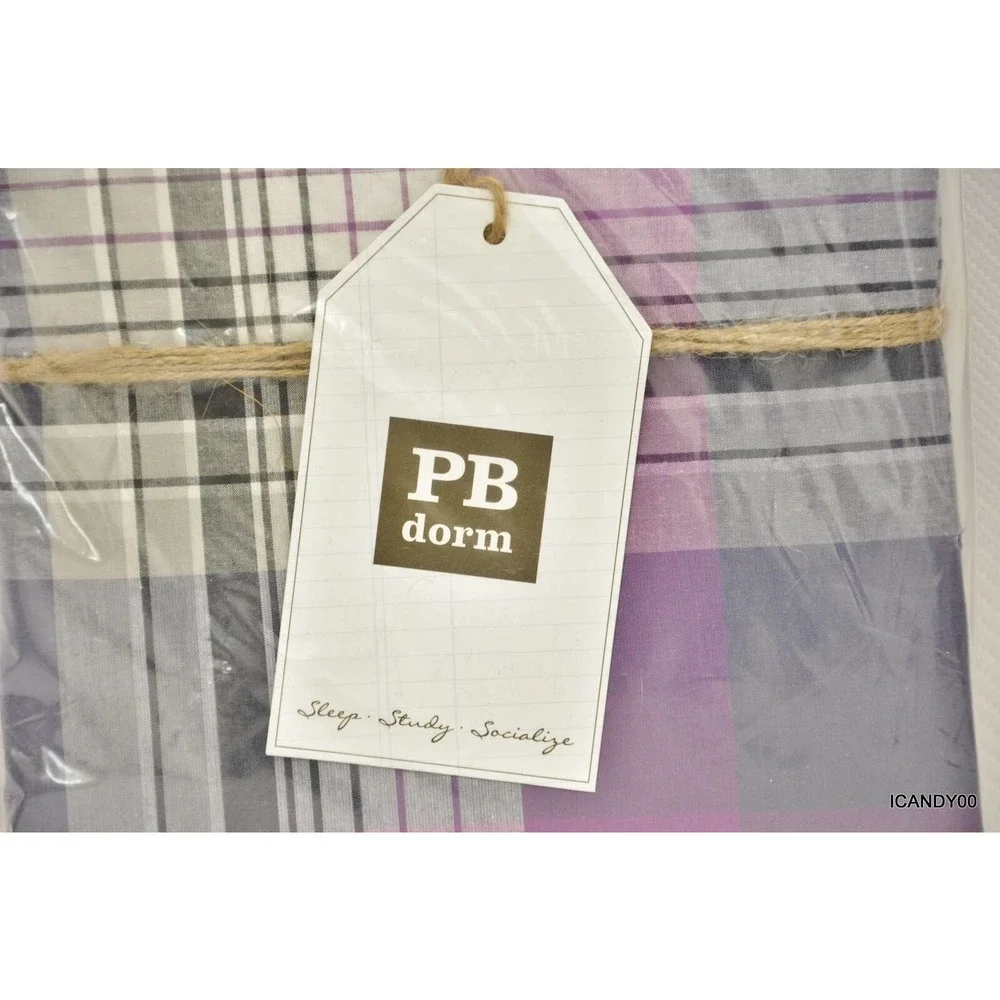 Pottery Barn PRESCOTT PLAID Duvet/Comforter Cover Twin/Twin XL Navy/Purple Nip